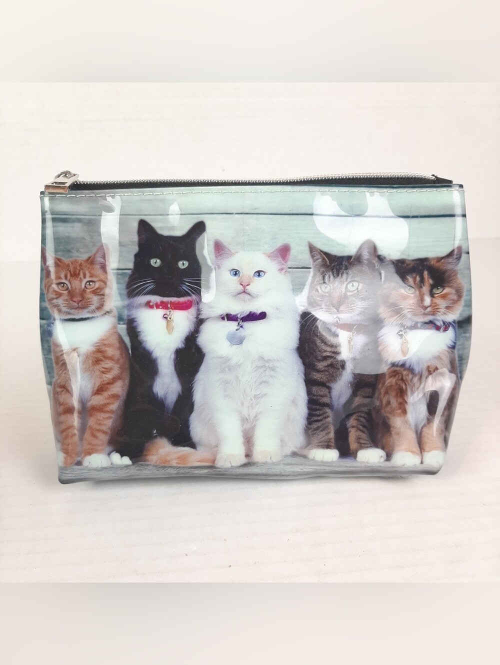 Adorable Line of Cats Zippered Cosmetic Makeup Bag